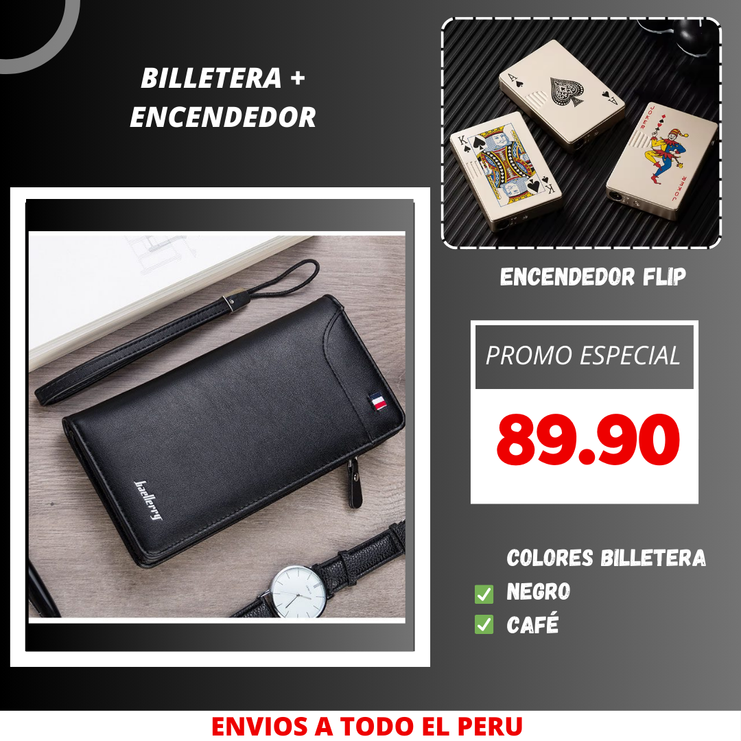 Promo Billeteras largas + Encendedor