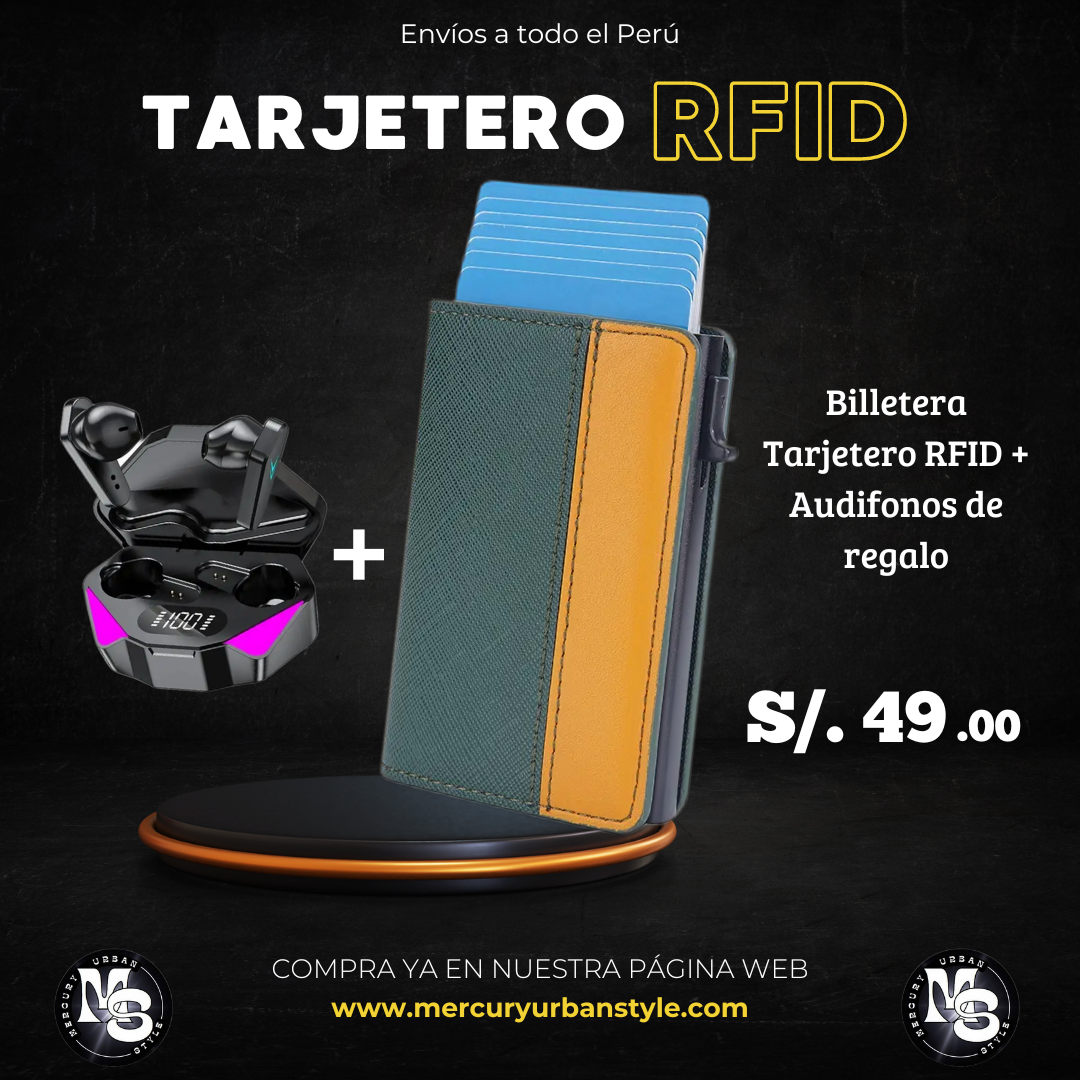 Promo Tarjetero Rfid + Audifonos (Regalo)