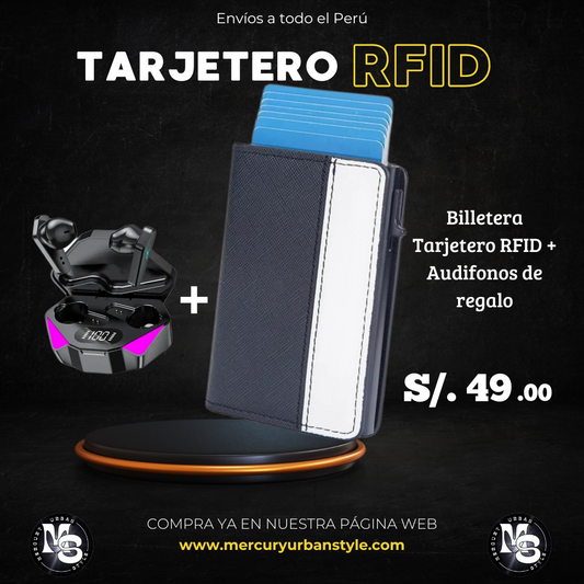 Promo Tarjetero Rfid + Audifonos (Regalo)