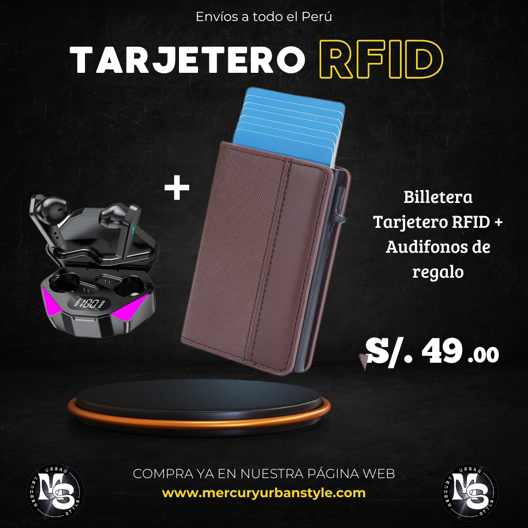 Promo Tarjetero Rfid + Audifonos (Regalo)