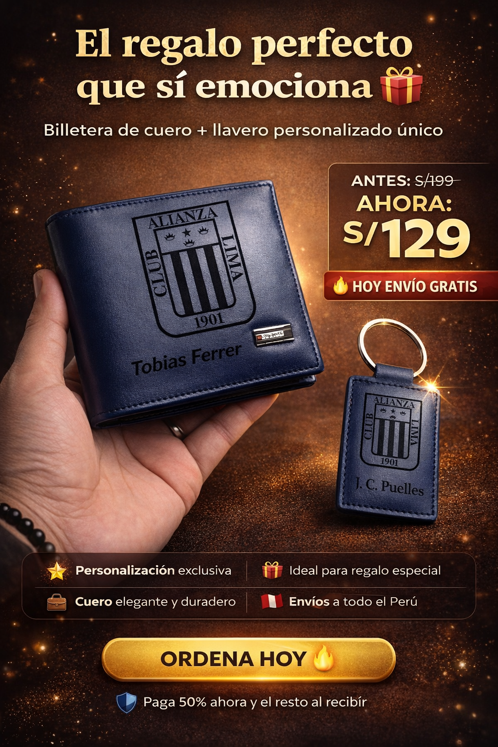 Pack Billetera Cuero + Llavero