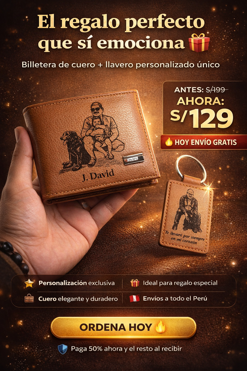 Pack Billetera Cuero + Llavero
